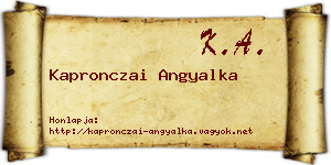 Kapronczai Angyalka névjegykártya