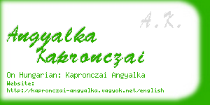 angyalka kapronczai business card